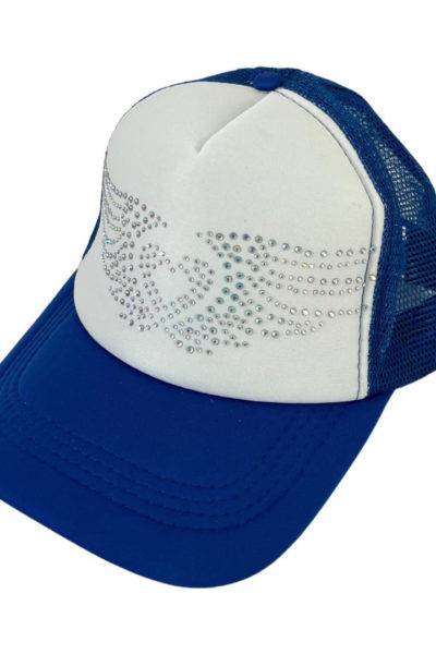 Blue trucker cap angel