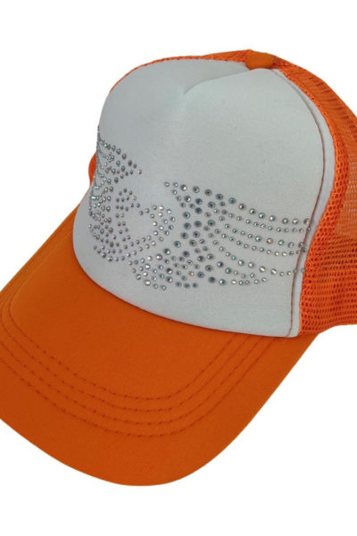 Orange trucker cap angel